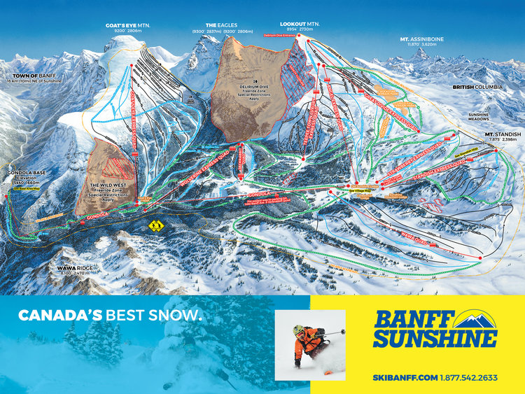 Trail map - Sunshine Village, Banff National Park