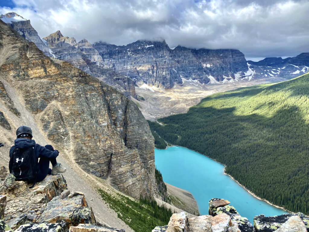 Moraine Lake from Tower of Babel summit - Banff scrambles