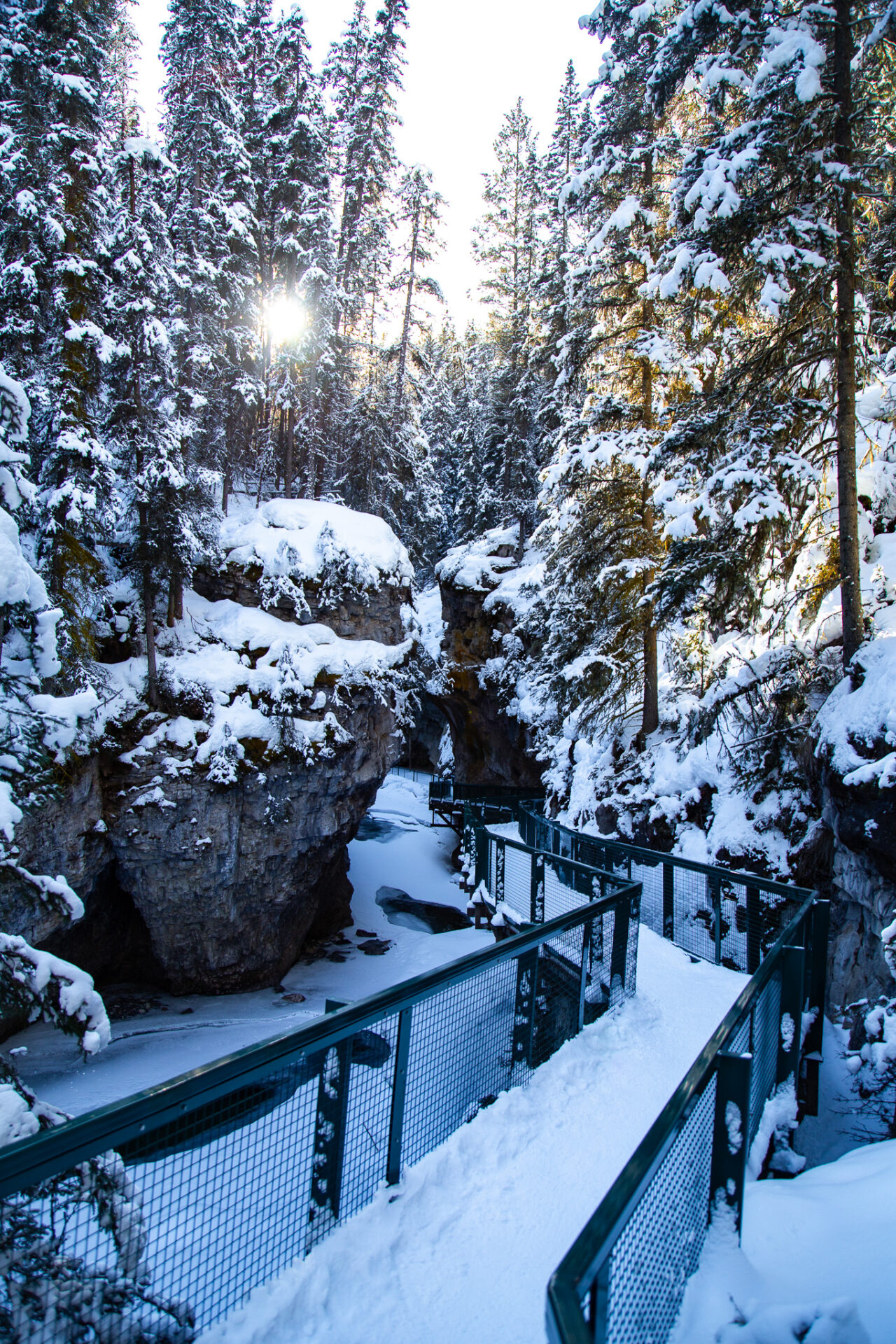 Johnston Canyon hike in winter 