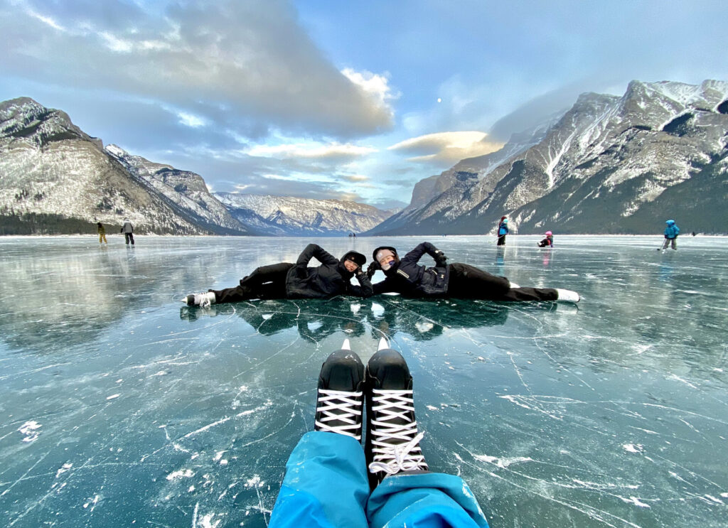 Skating at Lake Minnewanka - Things to do in Banff in winter