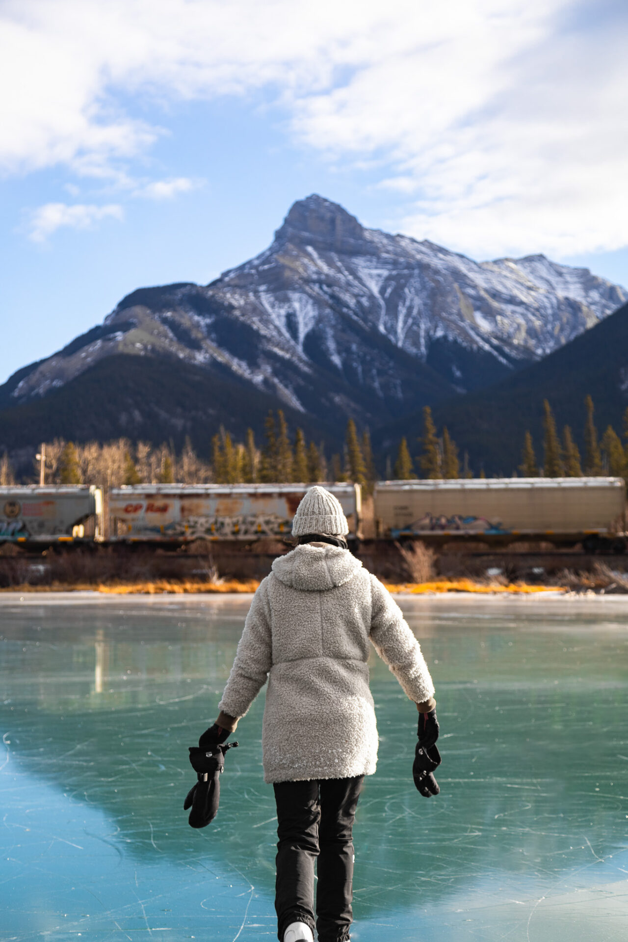 Skating on Gap Lake, Kananaskis 