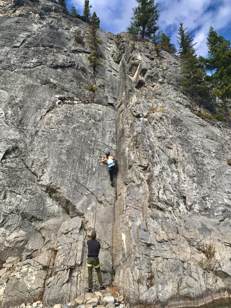 Rock Climbing at Sunshine slabs in Banff