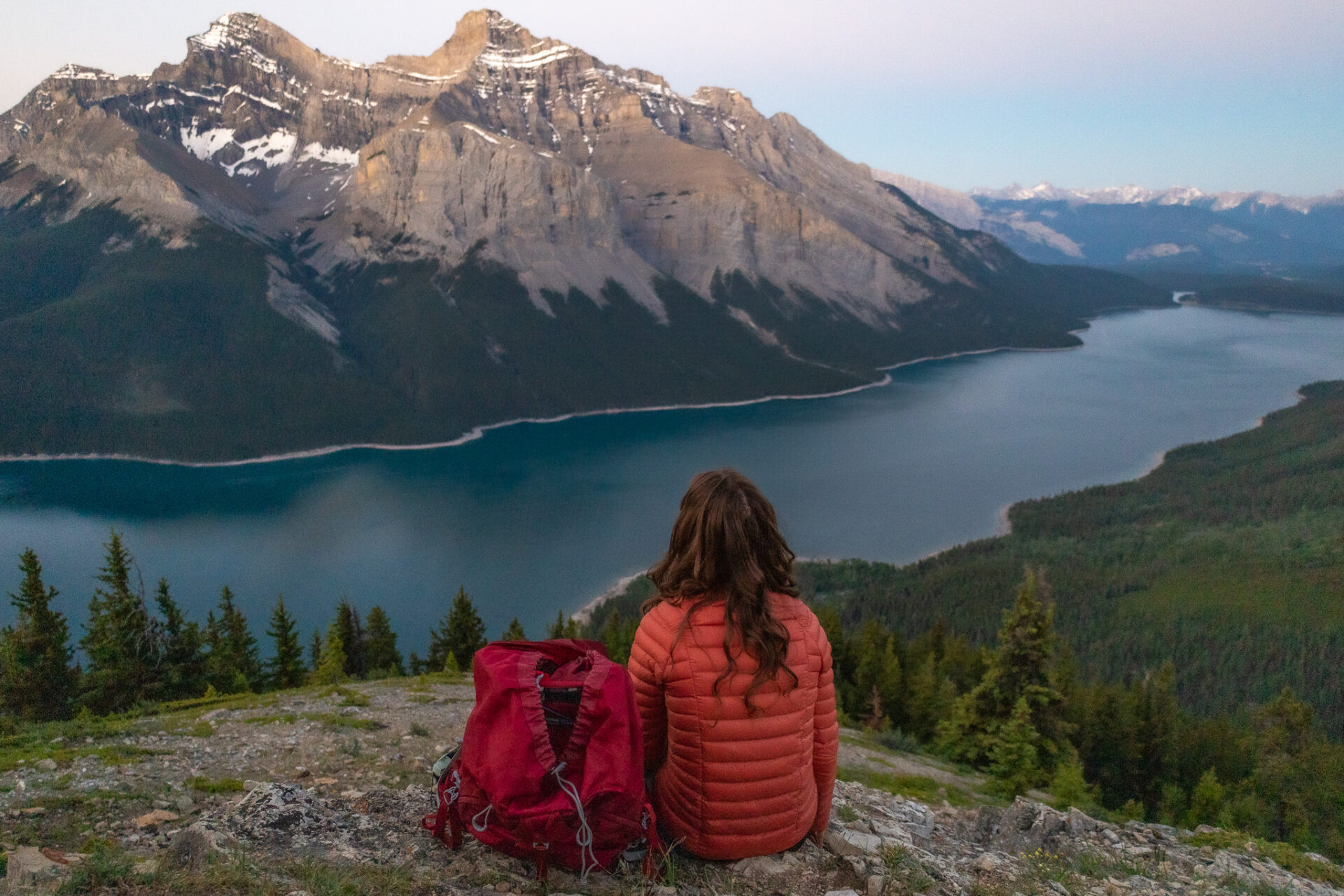 Waiting for sunrise at Lake Minnewanka