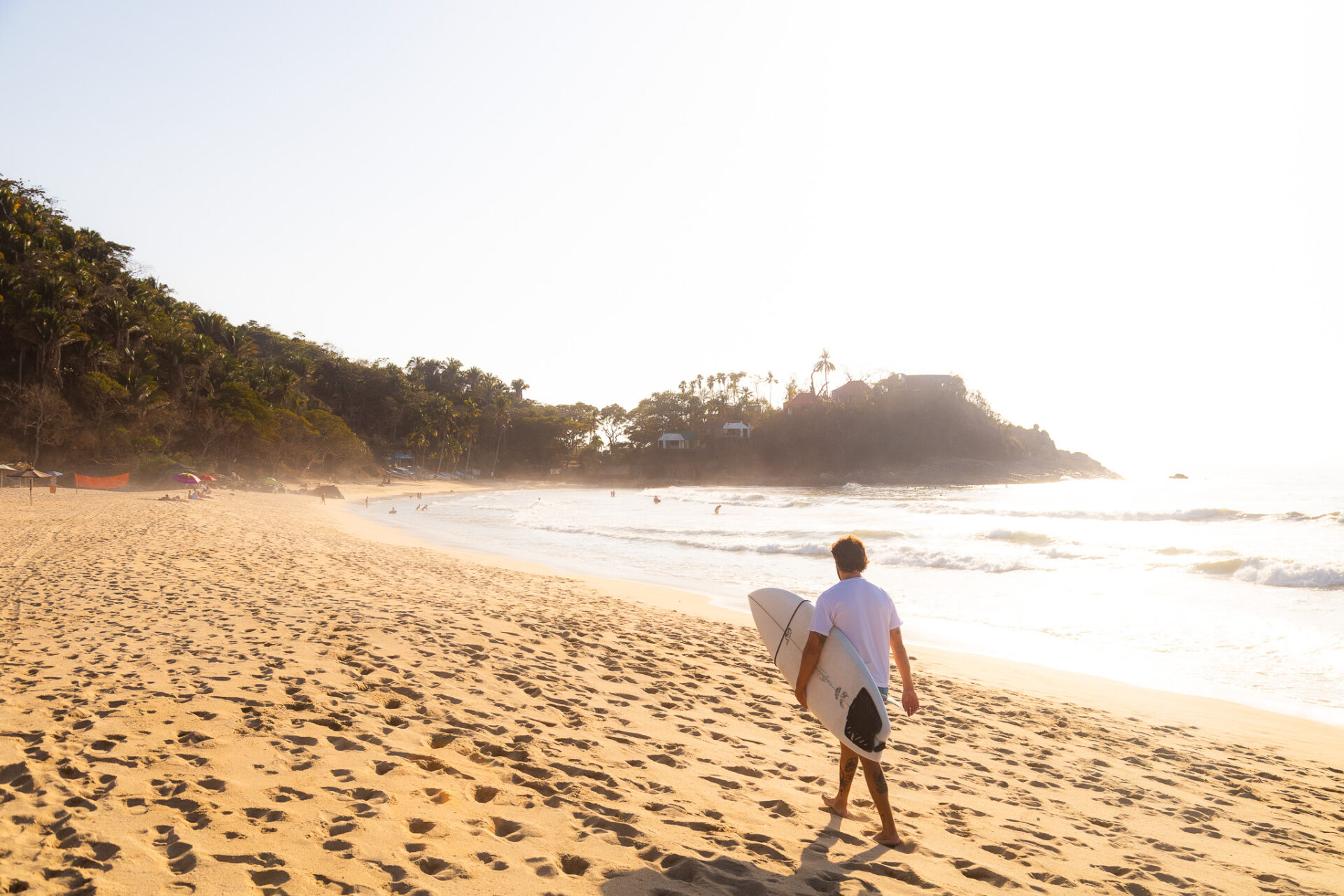 San Pancho beach at sunset 